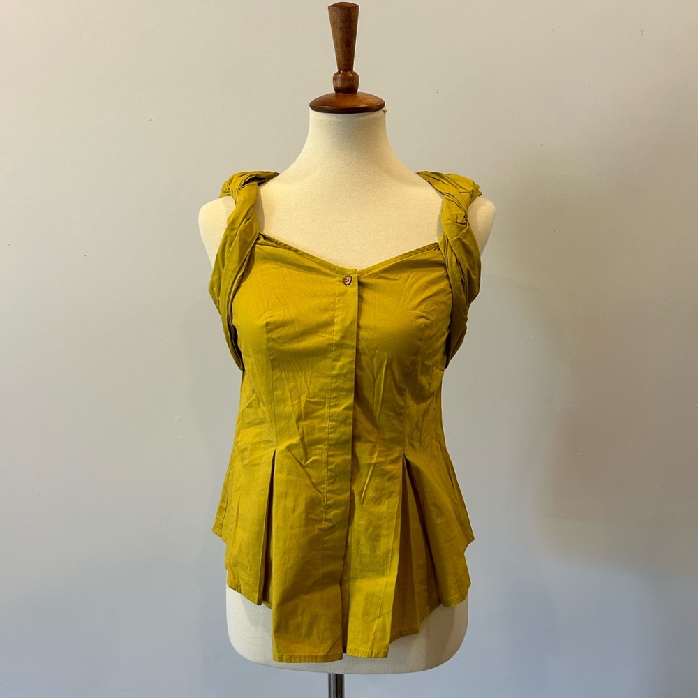 Anthropologie Odille Sleeveless Fitted Top Mustard Size 2